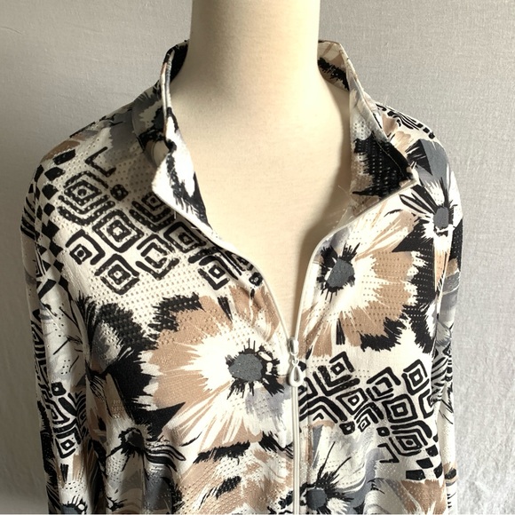 Alfred Dunner Floral Zip Up Sweater Size Large - Picture 2 of 12